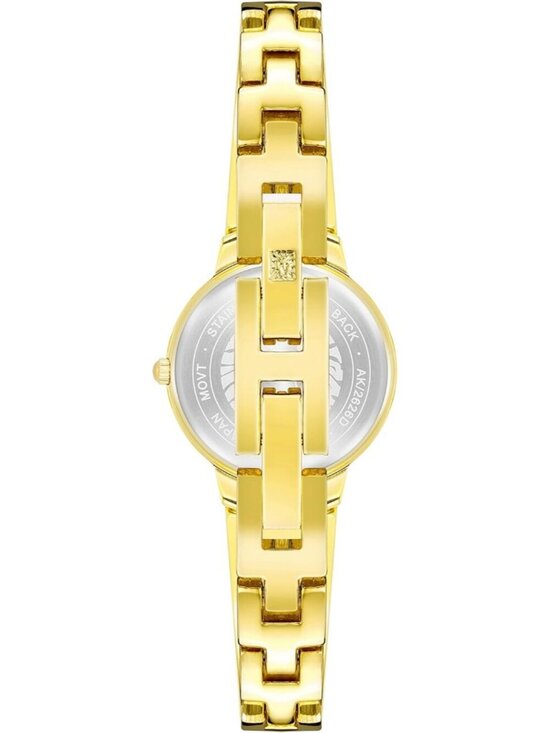 Anne Klein Women\'s Gold Black Analog Genuine Diamond Dial Bangle Luxury Watch